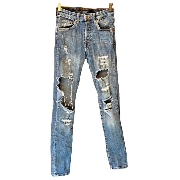 H&M Jeans Women 29 Skinny Coupe Moulante Distressed Destroyed Stretch Sz29W26L29 - Picture 1 of 10